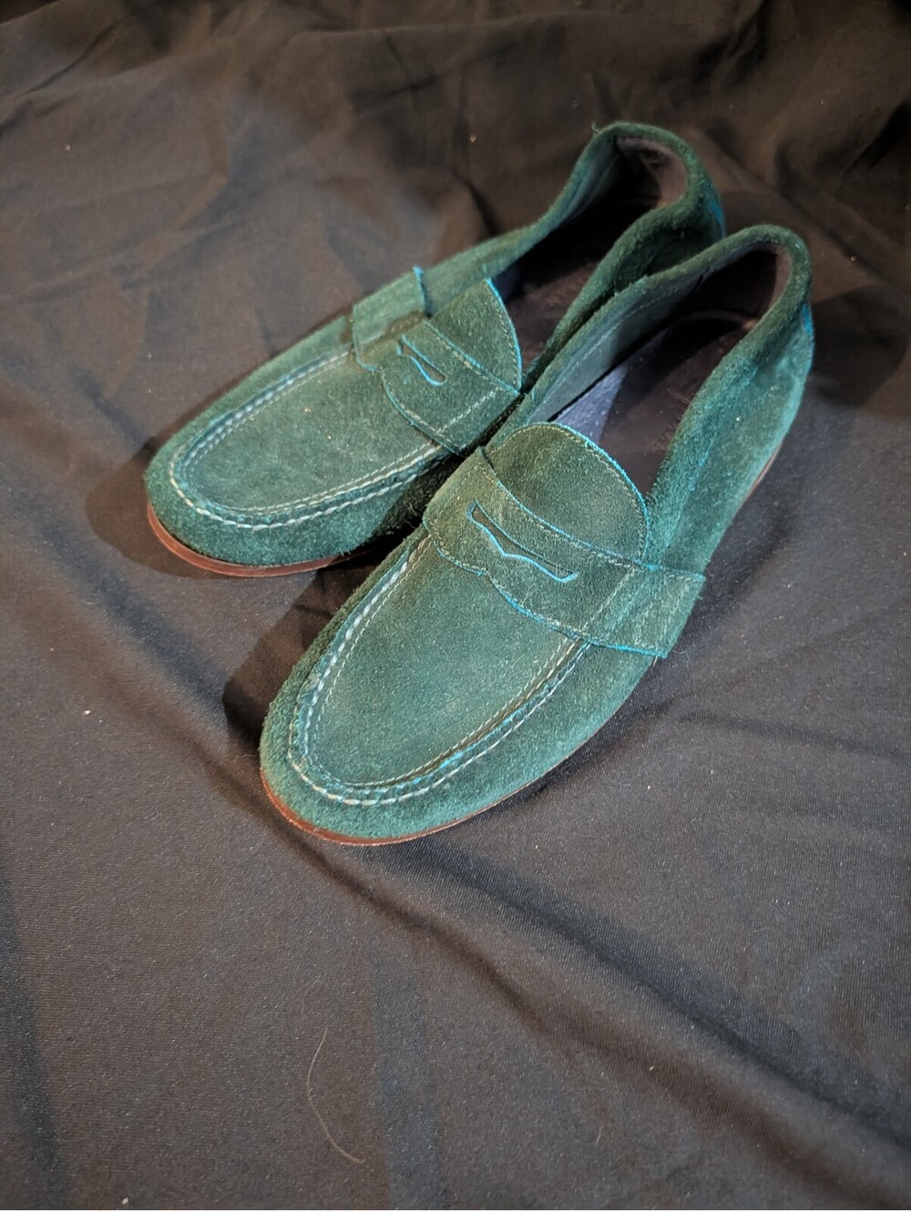 Cole Haan Classic Green Suede Leather Penny Loafer Men Sz 11 1/2
